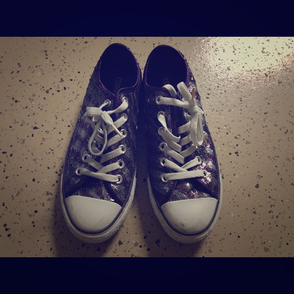 Converse Purple Glitter Shoes Size 7.5